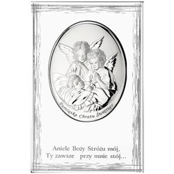 Obrazek srebrny Aniołki nad dzieckiem podpisem 825