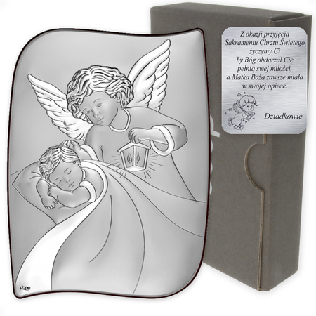 Obrazek srebrny Aniołek Pamiątka Chrztu Świętego DS134