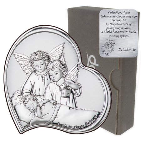 Obrazek srebrny Aniołki z latarenką nad dzieckiem Dono DS23